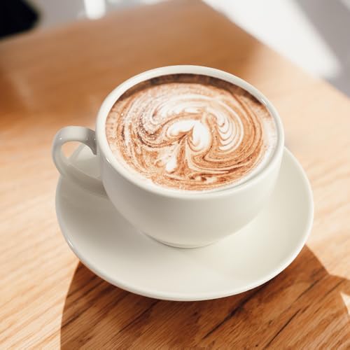 ionEgg White Porcelain Coffee Cup & Saucer Set 220ml for Cappuccino & Latte - Elegant Design