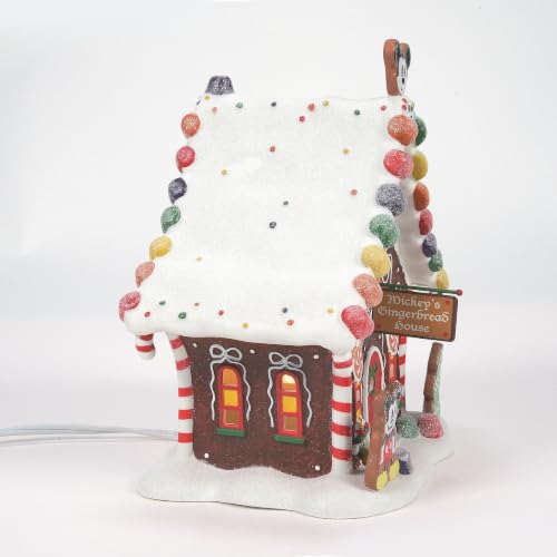 Disney Village Mickey Mouse Gingerbread House Lit Porcelain Building