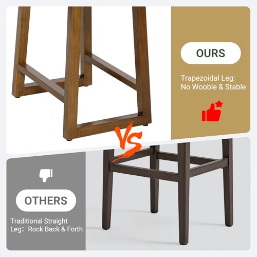 24-Inch Backless Counter Height Bar Stools, Upholstered Saddle Stools - Set of 3