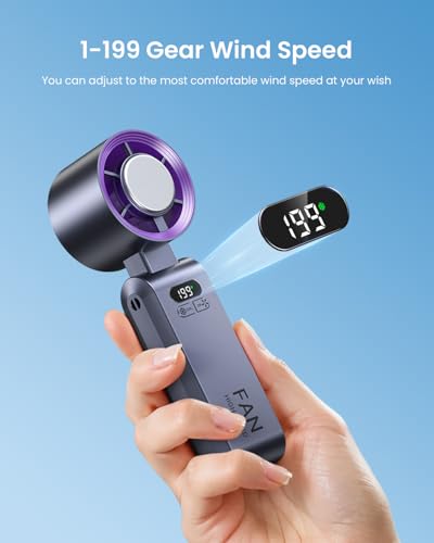 Kimguard Handheld Portable Turbo Fan with Ice Cooler, 20000 RPM Rechargeable Personal Fan, Purple