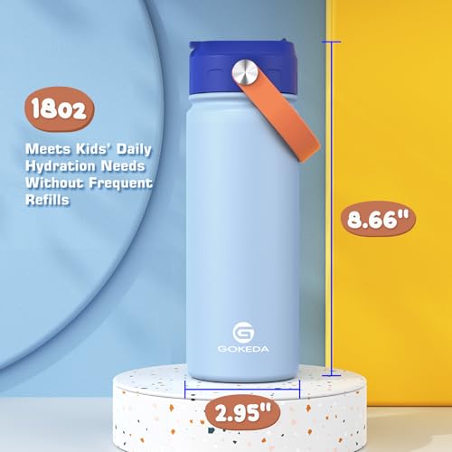 18oz Kids Stainless Steel Water Bottle with Straw 2 Pack