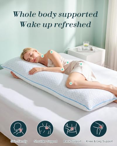 Cooling Body Pillow for Side Sleepers - Firm Memory Foam, 20x54 Inch