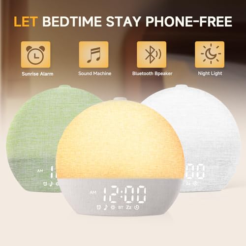 Sunrise Alarm Clock White Noise Machine with Bluetooth Speaker - Khaki