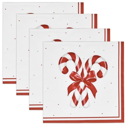 Christmas Candy Cane Cocktail Napkins - Pack of 100 Holiday Party Paper Serviettes