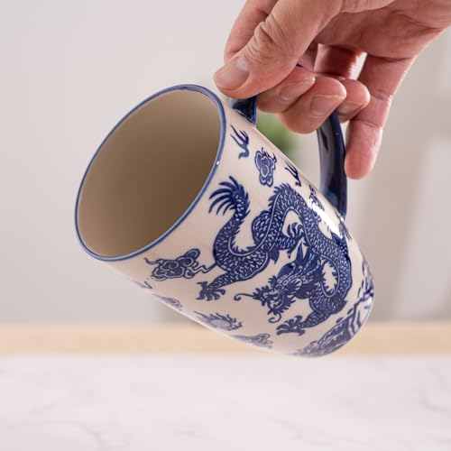 Urban Tokyo Ryu Dragon Tea Mug with Lid & Stainless Steel Infuser 15oz Porcelain