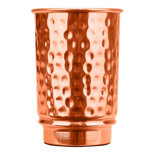 Premium Copper Tumblers - Handcrafted Hammered Ayurvedic Water Glasses 350ml - BIFFELY