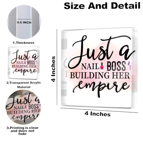 Boss 0604 Nail Tech Gifts for Women - Funny Lady Boss Acrylic Sign 4x4