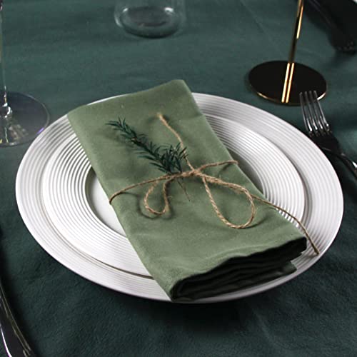 Olive Green Cotton Blend Dinner Napkins - 17 x 17 Inch Set of 12