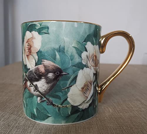 Turquoise Bone China Teacup 12oz Birds & Trees - YBK Tech