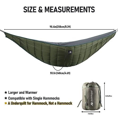 4-Season Hammock Underquilt for Camping & Hiking - Full Length Insulation