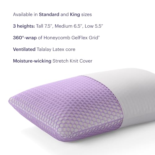 Purple Harmony Pillow - Cooling Gel & Latex, Medium Loft, Standard