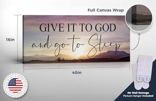 Give It to God and Go To Sleep Canvas Wall Art - 16x40 Inch Bedroom Decor