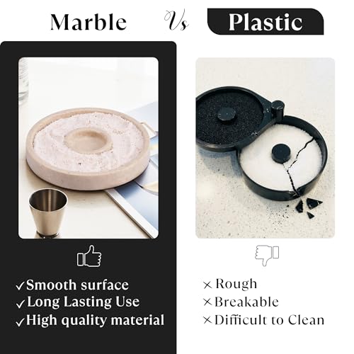 Marble Salt Rimmer Set for Cocktails - 6 Inch Glass Rimmer Tray for Margaritas & Drinks