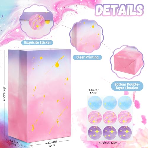 30-Pack Tie Dye Party Favor Bags with Stickers - Pink & Purple Gift Bags