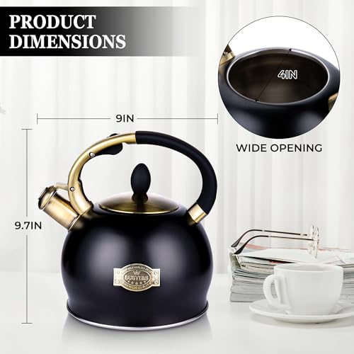 Whistling Tea Kettle, 2.7 QT Stainless Steel Stovetop Teapot with Mitt