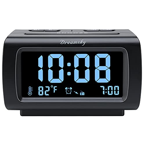 Digital Alarm Clock Radio for Bedroom with USB Charger & Temperature
