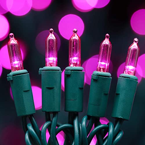 YULETIME 200 Pink Christmas String Lights - 2 Strands, 25 ft Each, 100 LED UL Certified