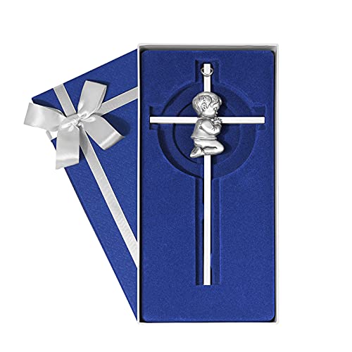 7-Inch Silver Baptism Cross for Boys - Keepsake Christening Wall Decor