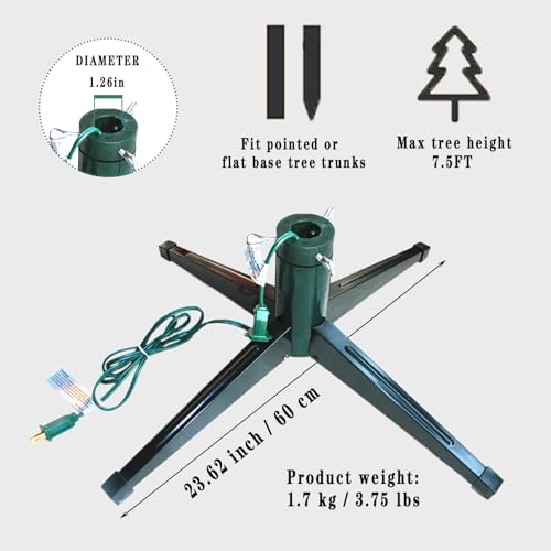 360 Rotating Christmas Tree Stand with Power Socket - Heavy Duty Base