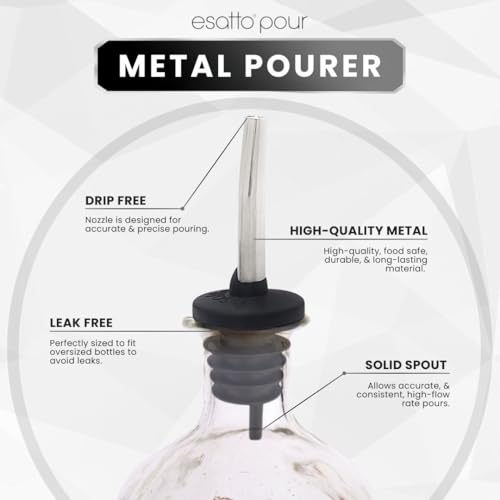 Esatto Oversized Cork Metal Liquor Pourers with Dust Caps V2 - 6 Pack