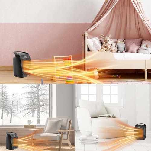 Portable Ceramic Space Heater 1500W with Digital Display and Touch Controls