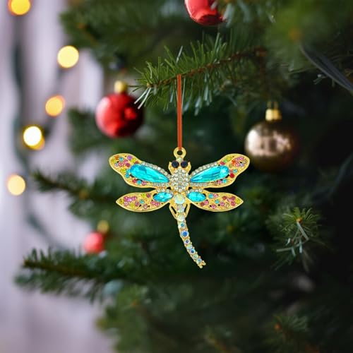 TuquLand Dragonfly Christmas Ornament 2026 - Rhinestone Metal Tree Decor - Variation: Dragonfly1