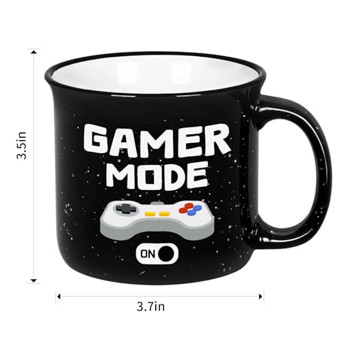 Cabtnca Black Gamer Mode ON Mug 15oz Christmas Gaming Gifts for Men & Teens