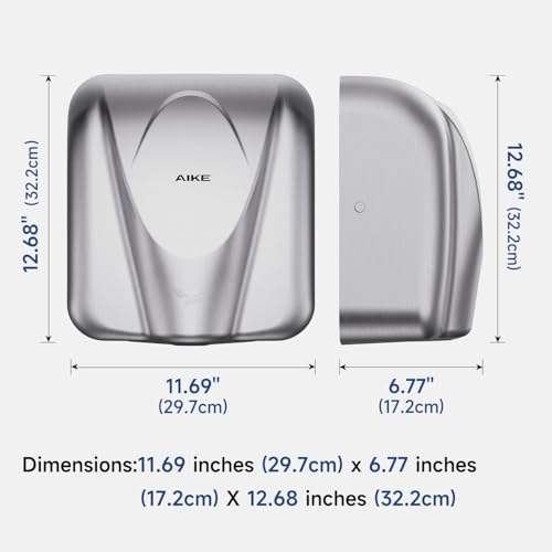 High-Speed Stainless Steel Hand Dryer, 12-Second Commercial Fast Dry