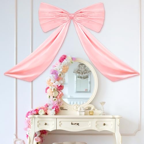 Large Pink Satin Bow Wall Decor (24" x 36") - Coquette Party Backdrop