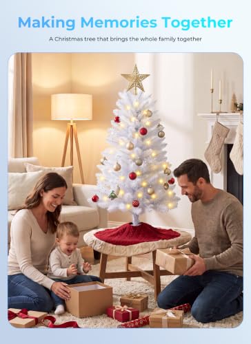 White 3ft Artificial Christmas Tree Prelit Mini Tabletop Holiday Tree