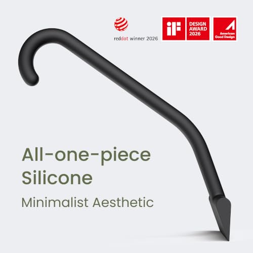 Dancemoon Shower Squeegee with Built-in Hook, 10-Inch Black Silicone