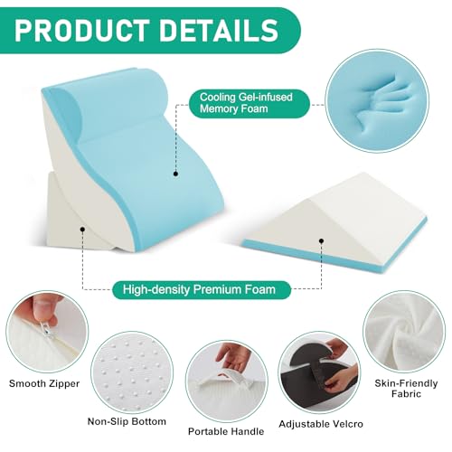 4-Piece Adjustable Wedge Pillow Set for Pain Relief & Recovery