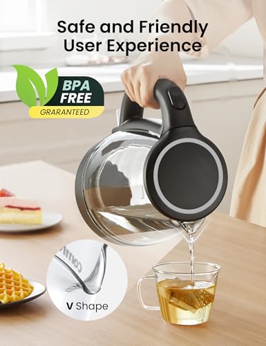 1.7L Glass Electric Kettle, 1500W Fast Boil Tea Kettle with LED Indicator