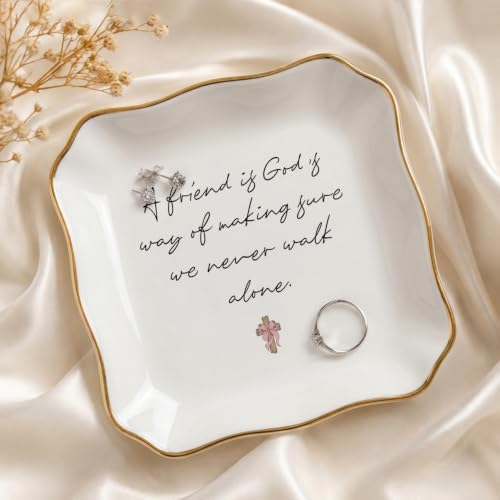 Christian Jewelry Tray with Bible Verse for Women - Pink Bow Variation
