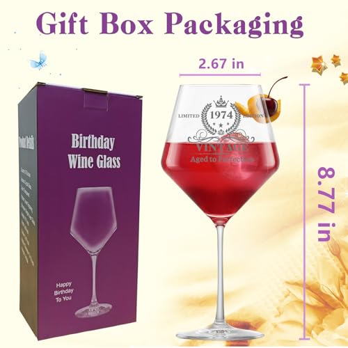 52nd Birthday Wine Glass - 16oz Crystal Stemware Gift for Women