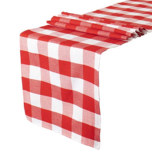 Buffalo Check Table Runner 13x72 Inch Red and White Cotton Farmhouse Decor