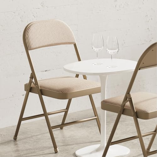 4-Pack Padded Folding Chairs, Fabric Upholstered Dining Chairs