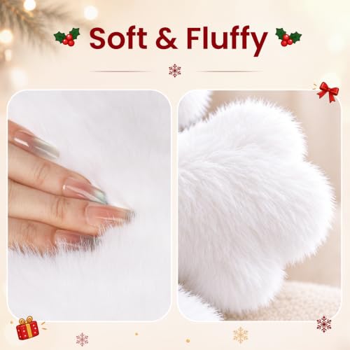 AELS 17.7" Snowflake Faux Fur Decorative Throw Pillow Set of 1 - White Christmas Accent