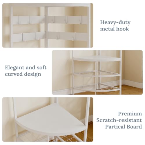 Corner Hall Tree with Shoe Bench and 10 Hooks - Freestanding Entryway Organizer