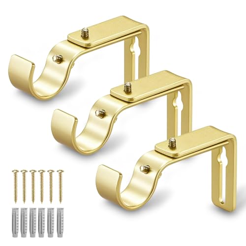 Adjustable Curtain Rod Brackets - Heavy Duty Metal Holders, 3-Pack