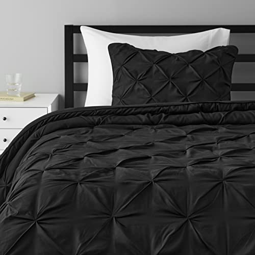 Twin XL Black Down Alternative Comforter Bedding Set - Pinch Pleat