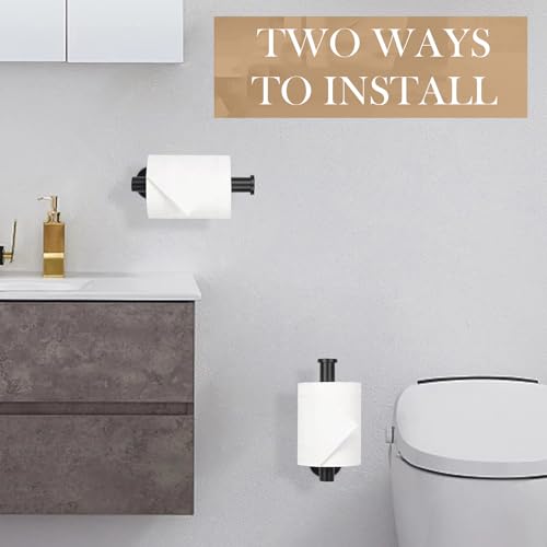 JOPOFI Matte Black Adhesive Toilet Paper Holder - Stainless Steel Wall Mount