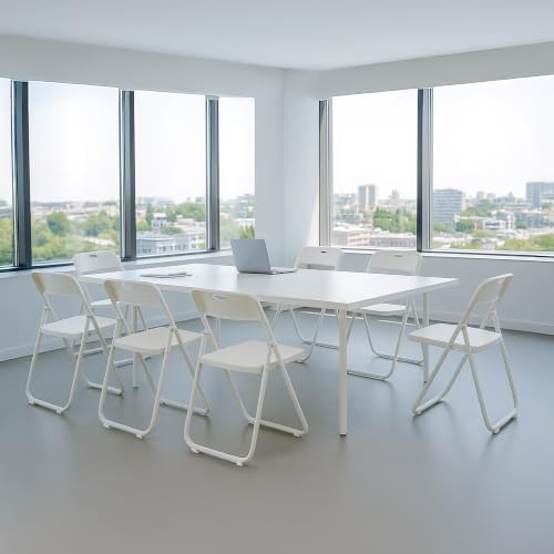 10-Pack White Folding Chairs, Lightweight Steel Frame Portable Event Seating