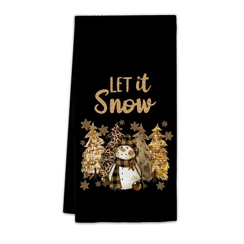 FIicy Snowman Christmas Kitchen Towels - Let It Snow Winter Holiday Decor (16x24 Inches)