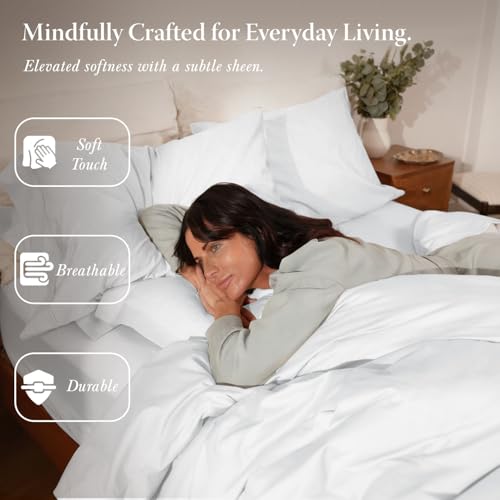 300 Thread Count Cotton King Duvet Cover - White, Breathable & Soft