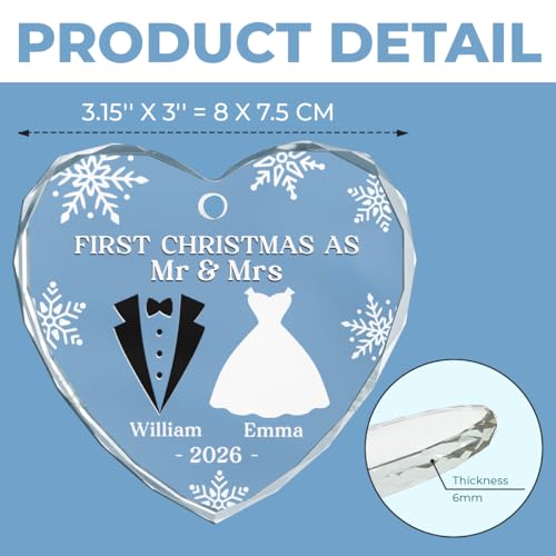 Personalized First Christmas As Mr & Mrs Glass Ornament 2026