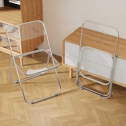 2-Pack Clear Acrylic Folding Chairs, Heavy Duty Space-Saving Seating