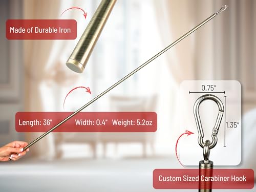 36-Inch Iron Curtain Pull Wand - Heavy Duty Drapery Rod, 4 Pack