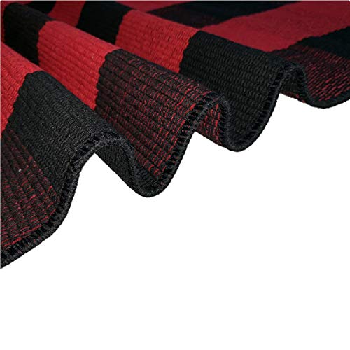 Levinis Red & Black Plaid Christmas Door Mat 3' × 2' — 100% Cotton, Multi-Use Entry Rug