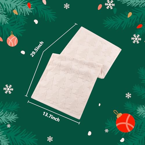 Quera Christmas Tree Beige Hand Towels Set - Holiday Decor, 2 Pack, 13.7" x 29.5"